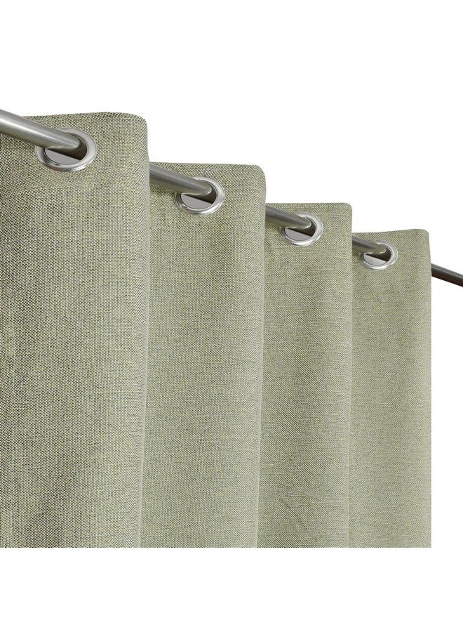 FRESH FROM LOOM Jute Curtains for Door 8 Feet Long | Medium Window Curtain | Yarn Weaved Parda | Modern Parde for Living Room Bedroom | Ring Curtains (Pista Green, 1Pc Only) - Image 2