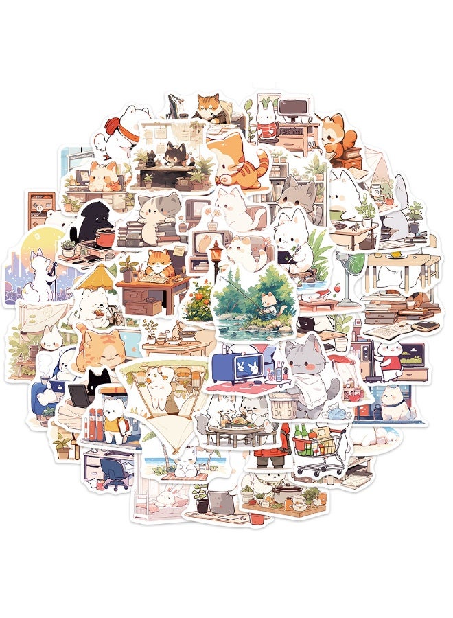 NIBEMINENT 50 Pcs A Day For The Little Animals Deco Kit Waterproof Stickers, High Definition Printing Bright Colors, Suitable for Laptop Skateboard Luggage Water Bottle Guitar DIY - Image 1