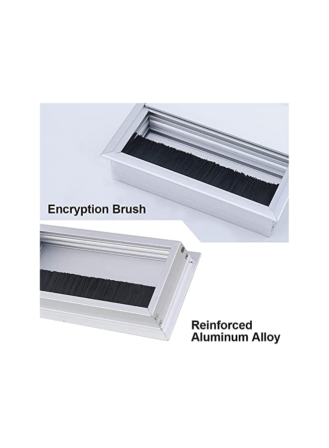 promass 2Pcs Desk Cable Grommet 160x80mm, Metal Cable Hole Cover Table Grommet, Computer Cable Outlet Desk Caps Aluminum Surface Port Hole Covers Wire Organizers for Desk and Office - Image 5