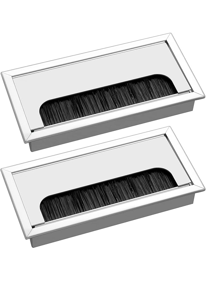 promass 2Pcs Desk Cable Grommet 160x80mm, Metal Cable Hole Cover Table Grommet, Computer Cable Outlet Desk Caps Aluminum Surface Port Hole Covers Wire Organizers for Desk and Office - Image 1