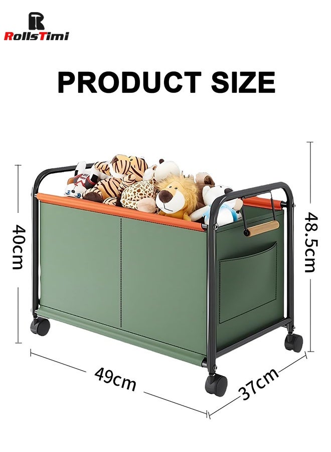 RollsTimi  Toy Box Storage Chest with Wheels,Removable Sturdy Kids Toys Boxes Organizer Bins Baskets Container with Handles,Green - Image 5