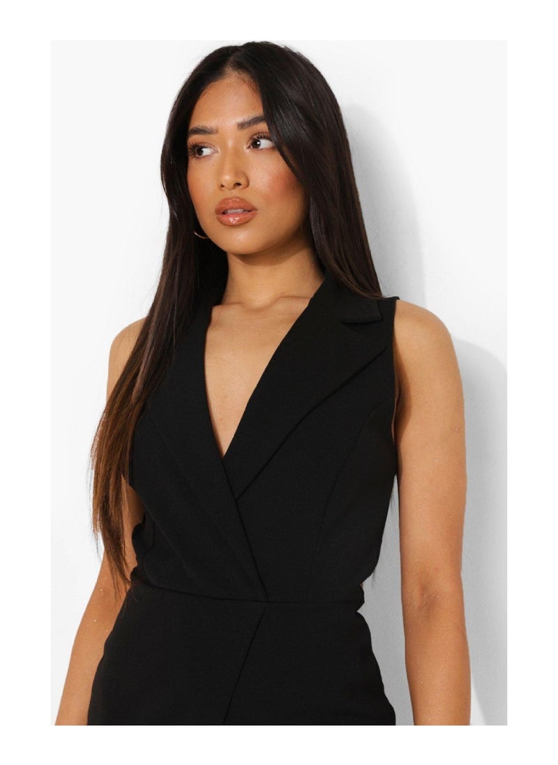 boohoo - Petite Sleeveless Wrap Blazer Playsuit - Image 1