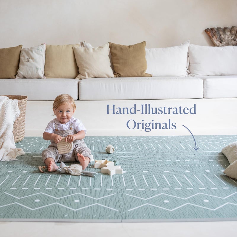 Toddlekind Playmat - Premium Foam Playmat, 4 x 6 feet, 6 Tile Extra Thick Foam Floor Puzzle Mat for Babies/Toddlers Stylish, Non-Toxic, Odorless. Perfect for Tummy Time, Crawling, and Play. Ideal for Nursery and Playroom. 0m+ - Image 4