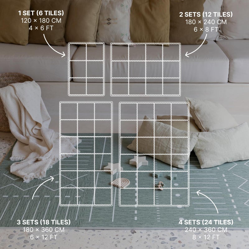Toddlekind Playmat - Premium Foam Playmat, 4 x 6 feet, 6 Tile Extra Thick Foam Floor Puzzle Mat for Babies/Toddlers Stylish, Non-Toxic, Odorless. Perfect for Tummy Time, Crawling, and Play. Ideal for Nursery and Playroom. 0m+ - Image 2