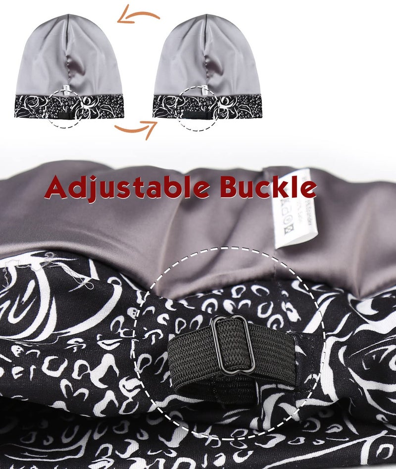 FocusCare Hair Wraps for Sleeping Satin Lining Black Women Frizzy Hair Cream Floral - Image 3