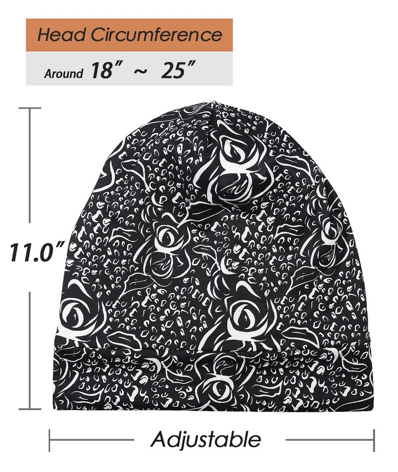 FocusCare Hair Wraps for Sleeping Satin Lining Black Women Frizzy Hair Cream Floral - Image 4