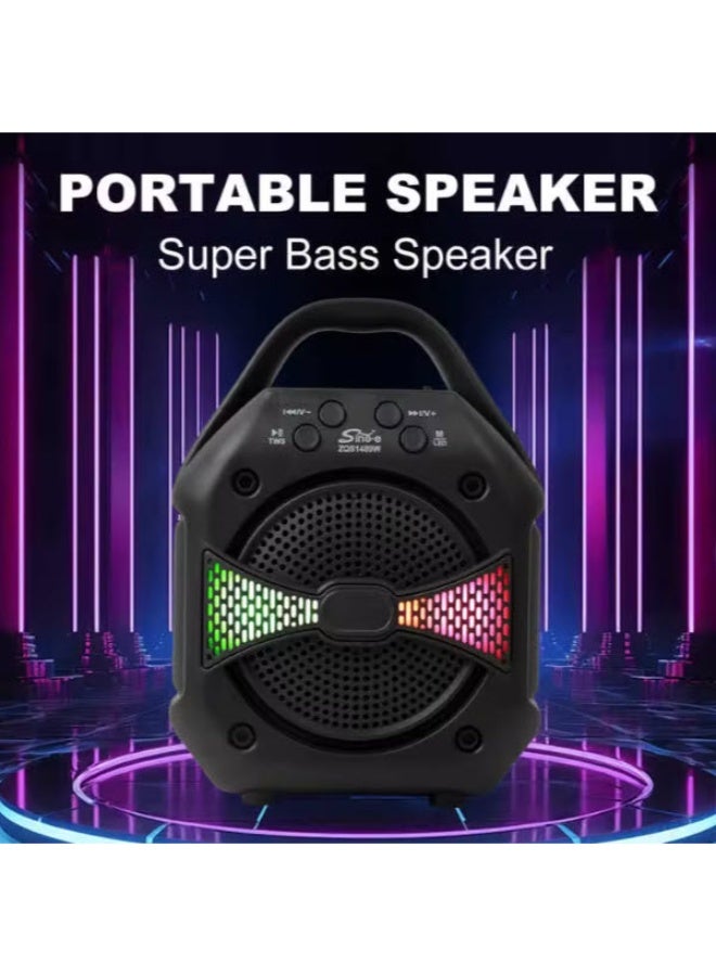 ZQS1489 Mini Portable RGB LED Light Speaker 5W Black DC Output Power Supply for Computer, Mobile Phone, Party - Image 2