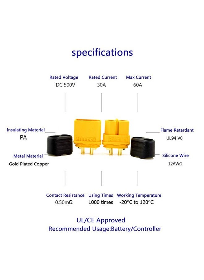 SoloGood Amass 20 Pair Xt60H Bullet Connector Plug Upgrated Of Xt60 Sheath Female & Male Gold Plated For Rc Parts  - Image 2