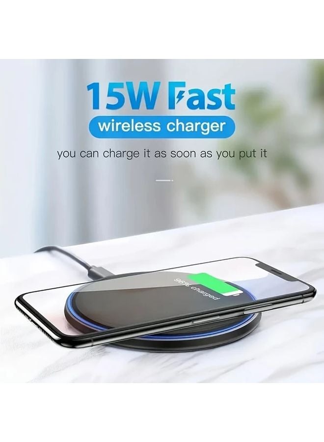 White 15W Fast Wireless Charger USB Type C Compatible with iPhone Galaxy Note Series - Image 3