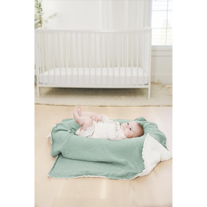 Konssy Baby Blankets for Unisex Boys Girls, Super Soft Nursery Minky Blankets with Muslin Cotton Front and Dotted Fleece Backing, Printed Bed Throws Newborn - Image 5
