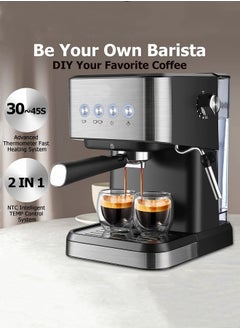 M MIAOYAN New coffee machine Italian semi-automatic espresso high pressure extraction milk foam coffee machine  - Image 1
