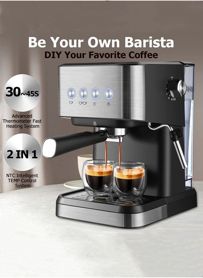 M MIAOYAN New coffee machine Italian semi-automatic espresso high pressure extraction milk foam coffee machine  - Image 1