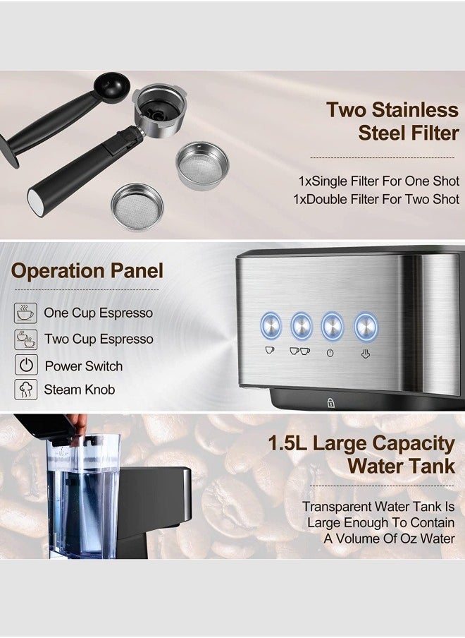 M MIAOYAN New coffee machine Italian semi-automatic espresso high pressure extraction milk foam coffee machine  - Image 4