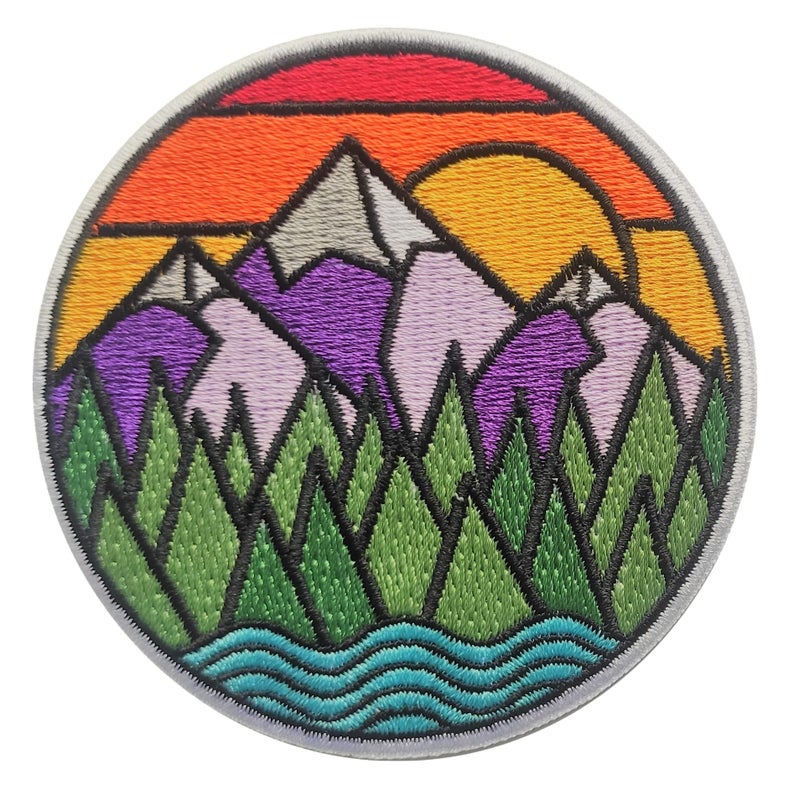 PatchClub Mountain and River Adventure Outdoor Patch 3 in  Colorful Embroidered Cool Iron OnSew On Patches