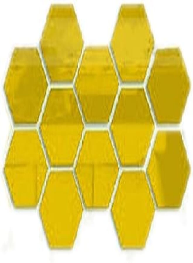 12pcs Hexagonal Gold Mirror Like Wall Sticker Decor
