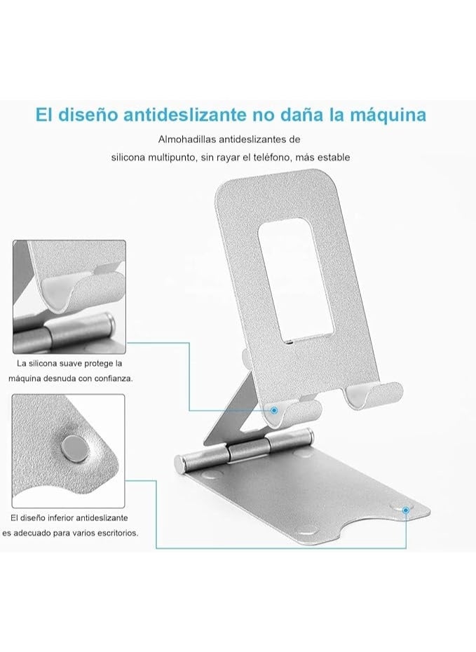 Generic Silver All-Metal Universal Folding Tablet & Phone Holder – Aluminum Desk Stand for Tablets, Smartphones & Switch  - Image 3