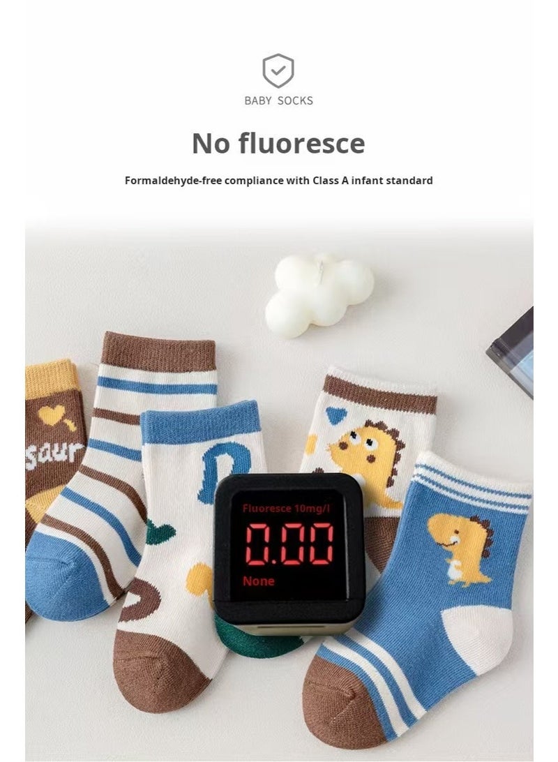 5 Pairs Breathable Socks Soft Cotton Socks for Children Novelty Cute Cartoon Cotton Sock for Boys 4-5 Years Old  Size M  14-17Cm - Image 2