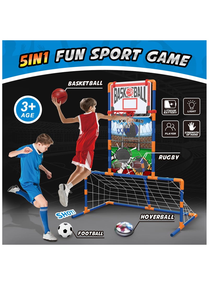 XiuWoo 5 in 1 Hover Hockey Soccer Gifts for Boys Sports Basketball Rugby Hockey Toys for 4 5 6 7 8 Years Old Boys - Image 2