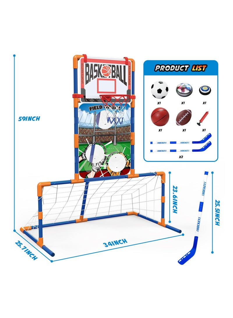 XiuWoo 5 in 1 Hover Hockey Soccer Gifts for Boys Sports Basketball Rugby Hockey Toys for 4 5 6 7 8 Years Old Boys - Image 3