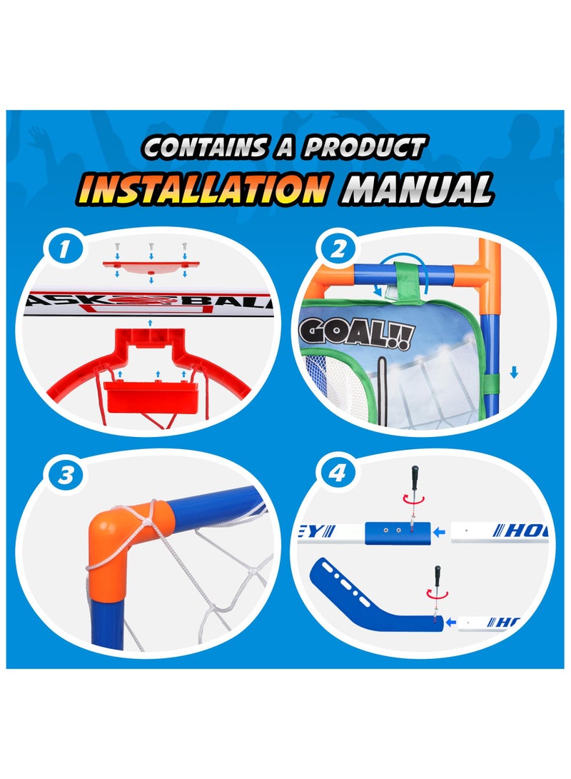 XiuWoo 5 in 1 Hover Hockey Soccer Gifts for Boys Sports Basketball Rugby Hockey Toys for 4 5 6 7 8 Years Old Boys - Image 5