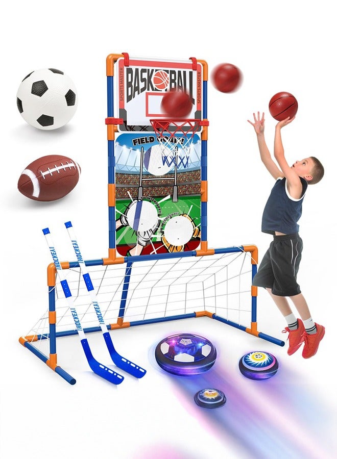 XiuWoo 5 in 1 Hover Hockey Soccer Gifts for Boys Sports Basketball Rugby Hockey Toys for 4 5 6 7 8 Years Old Boys - Image 1