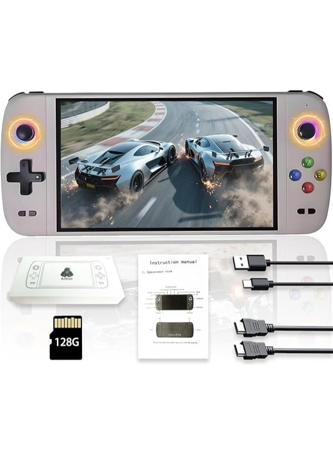 M27 Retro Handheld Game Console, 7-inch Large IPS Screen, 128GB Storage with 30,000+ Classic Games, Linux System, HDMI Output, Portable Arcade Player (Gray) - Image 1