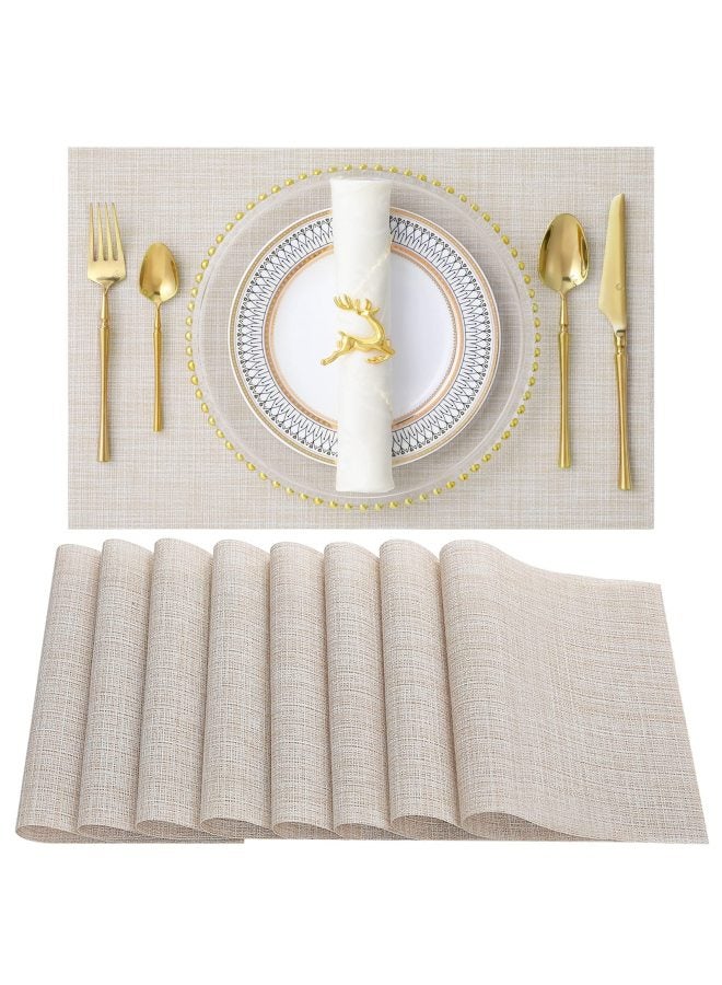 Multicolor Placemat With Table Towel Table Mat Sand Pot Mat For Home Kitchen Decorative PVC Western Placemat-Color:Beige - Image 3