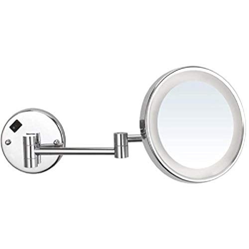 Nameeks AR7703-CR-5x Glimmer Round Wall Mounted 5x Magnification Makeup Mirror with LED, Chrome - Image 4
