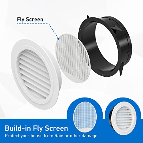 Hon&Guan 8'' Soffit Exhaust Vent, 8 Inch Round Wall Vent Cover for Bathroom Office Home (ø200mm) - Image 2