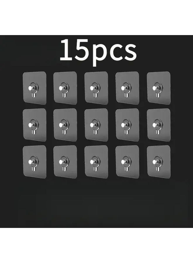 15 Pack No Drill Adhesive Wall Hooks Strong Waterproof Plastic For Kitchen Bathroom Pictures - Image 2
