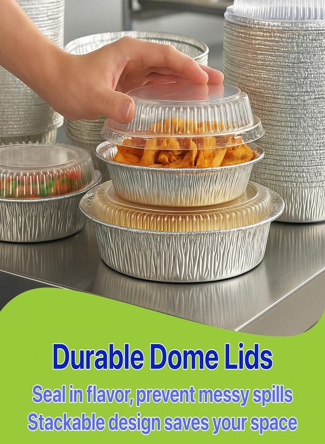 Pokanic Aluminum Foil Pans [6" Round] x [10 Pack] with Clear Dome Lids Recyclable Disposable Containers Straight Walls for Storing, Baking, Meal Prep & Reheating Freezer Oven Safe (10 Pack, 6 inch) - Image 5