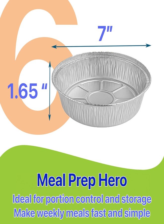 Pokanic Aluminum Foil Pans [6" Round] x [10 Pack] with Clear Dome Lids Recyclable Disposable Containers Straight Walls for Storing, Baking, Meal Prep & Reheating Freezer Oven Safe (10 Pack, 6 inch) - Image 2