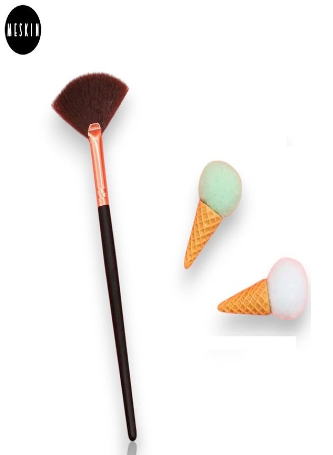 MESKIN Small Fan Shaped Makeup Brush - Precision Highlighter & Contouring Brush for Detailed Application (Pack of 1) - Image 4
