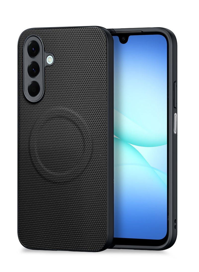 Wtech Samsung Galaxy A17 5G 2025 Premium Texture Case Magnetic Aramid Fabric Texture Designed Magsafe Case Cover (MCMPMN) - Black - Image 1