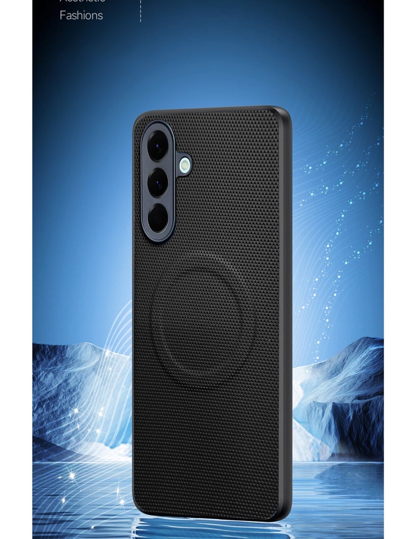 Wtech Samsung Galaxy A17 5G 2025 Premium Texture Case Magnetic Aramid Fabric Texture Designed Magsafe Case Cover (MCMPMN) - Black - Image 4