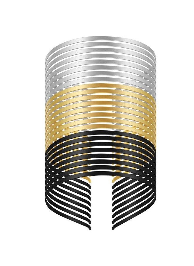WILLBOND 24 Pieces Smooth Metal Headbands Blank Metal Hair Band Diy Craft Frame Hairband Plain Thin Bulk Headbands For Men Women Hair Accessory Black Silver Gold Plain Thin Bulk  - Image 1