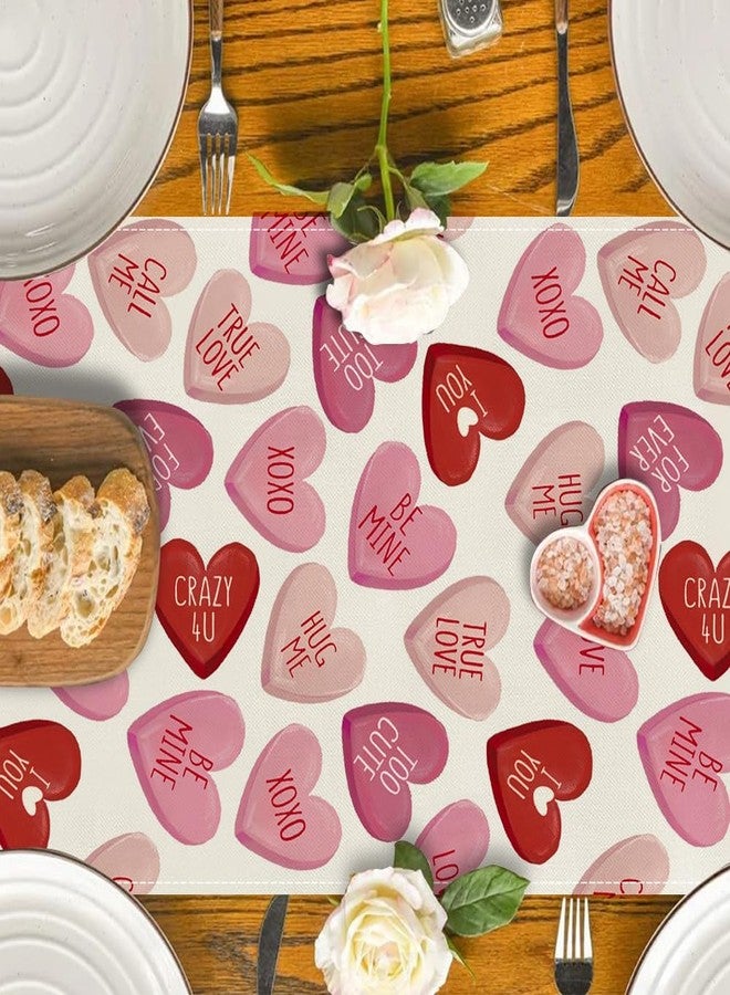 RABUSOFA Valentine's Day Table Runner 13x60 Inch, Pink Love Heart Festival Anniversary Kitchen Dining Table Decoration for Home Party Decor Pink - Image 3