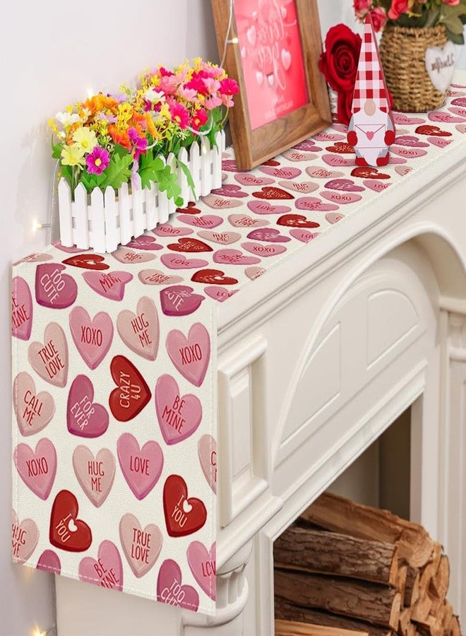 RABUSOFA Valentine's Day Table Runner 13x60 Inch, Pink Love Heart Festival Anniversary Kitchen Dining Table Decoration for Home Party Decor Pink - Image 5