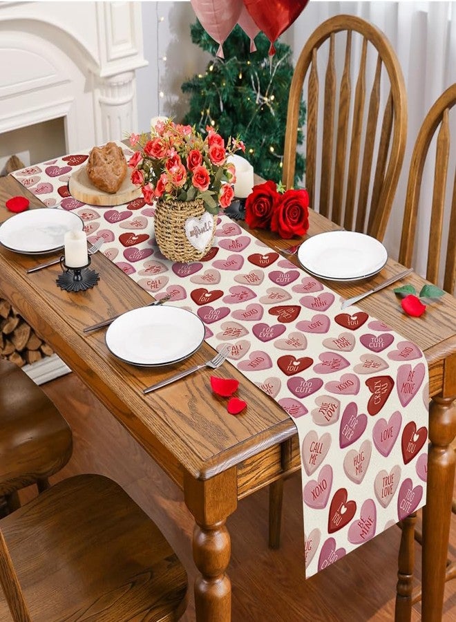 RABUSOFA Valentine's Day Table Runner 13x60 Inch, Pink Love Heart Festival Anniversary Kitchen Dining Table Decoration for Home Party Decor Pink - Image 4
