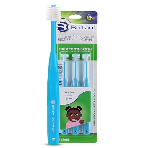 Brilliant Oral Care Child Toothbrush with Soft Bristles and Round Head, for a Kid Approved, Easy to Use All-Around Clean Mouth, Ages 2-5 Years, Sky Blue, 3 Pack - Image 1