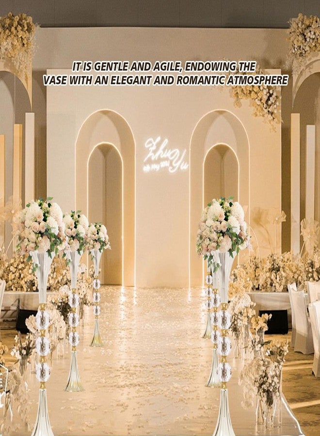 فيجيف مزهرية فيجييف الكريستالية الأكريليكية على شكل بوق، مثالية لتزيين حفلات الزفاف والديكور المنزلي - حامل زهور شفاف بطول 21.7 بوصة ذو ملمس مضلع ولمسات ذهبية، مزهرية للطاولة أو الأرض، مناسبة للمناسبات وحفلات توديع العزوبية وحفلات الزفاف ذات الطابع البوهيمي. - Image 3