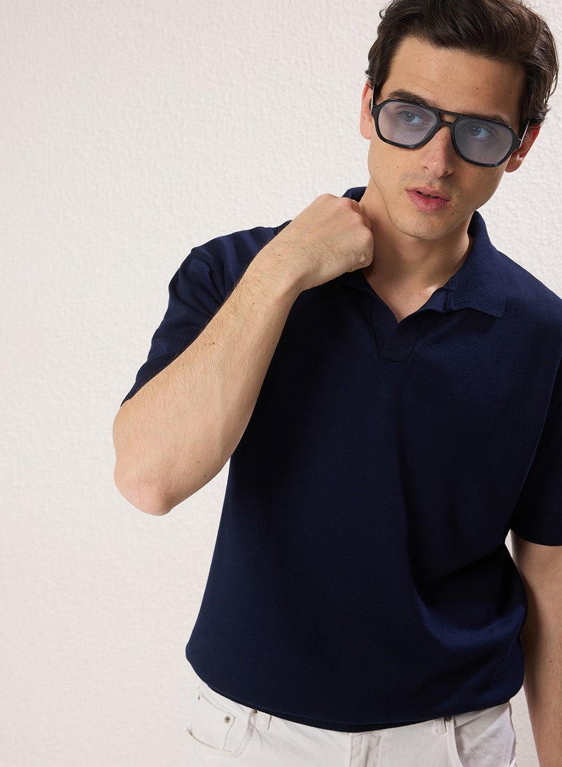 trendyol Navy Blue Regular Polo Tshirt Tmnss25Po00008 - Image 1