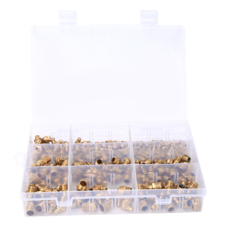 Grease Nipple Assortment Kit M6 M8 M10 45 90 180 Degree Brass Grease Fittings - Complete Specifications for Automotive Motorcycle Truck Farm Industrial Applications - Image 1