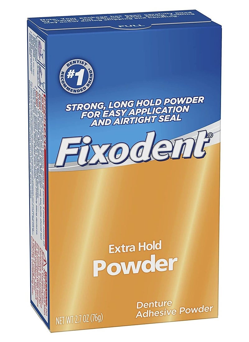 Fixodent - بودرة لاصقة للأسنان الصناعية ذات تثبيت إضافي 76 جرام - Image 1