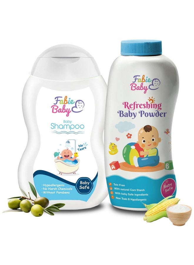 Fabie Baby Bath Time Duo, Tear Free Baby Shampoo 250 Ml With Talc-Free Baby Powder 200G, Combo Offer - Image 1