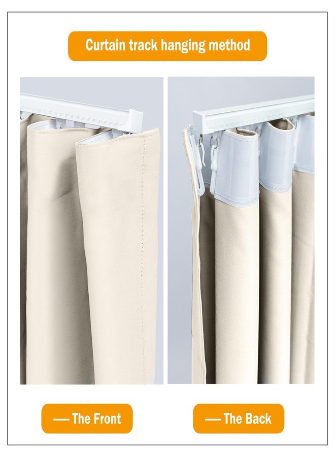 Hoeflife Room Divider Curtains Blackout Floor to Ceiling Curtain with Hook Wall Mount Sliding Door Curtains Ceiling Mount Extra Wide Curtain Wall Divider for Room Separation (Beige, W100 x H96 Inch) - Image 5