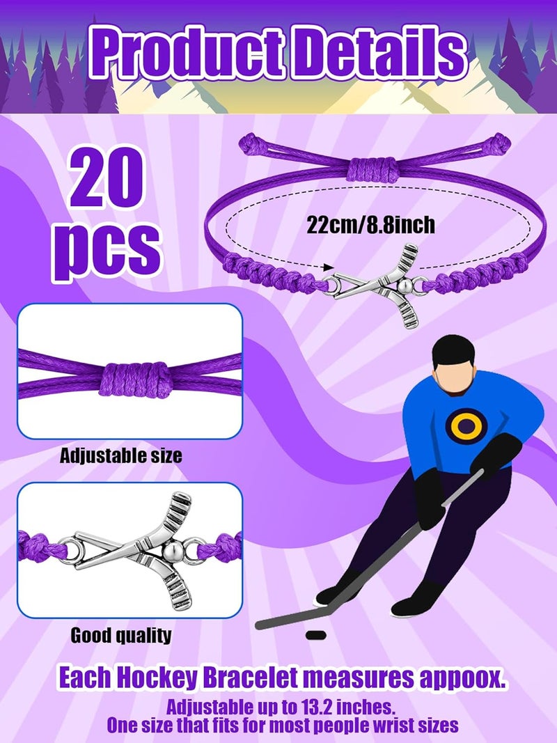 Jadive 20 Pcs Field Hockey Bracelets Adjustable Rope Hockey Bracelet Gift for Friends Players Teams Coaches - Image 2