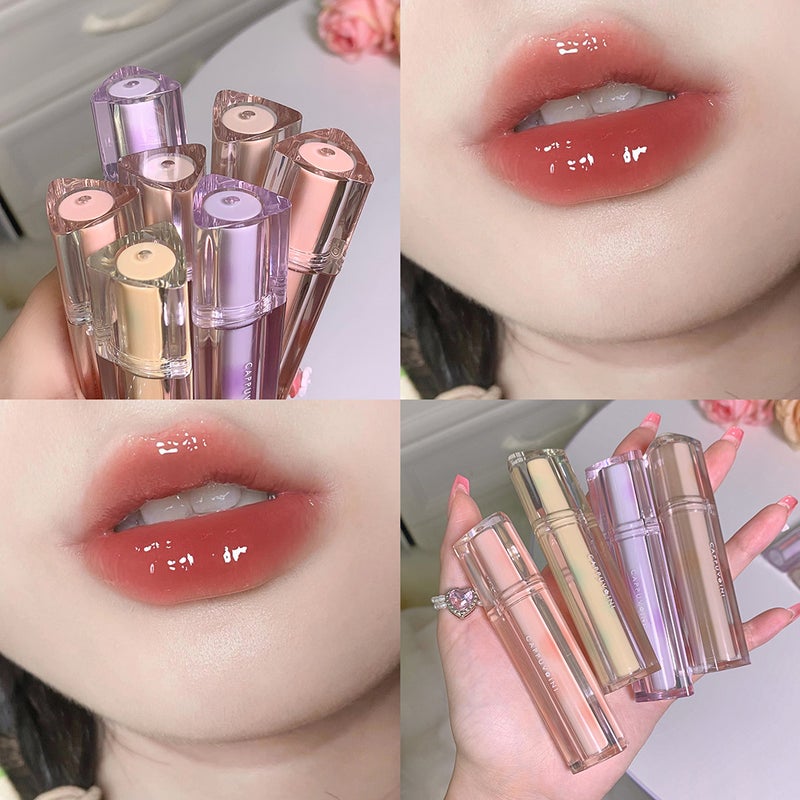 Cappuvini Cappuvini Ice Tea Mirror Lip Glaze Water Glossy Glass Lip Gloss Waterproof Non-Fading Lipstick - Image 4