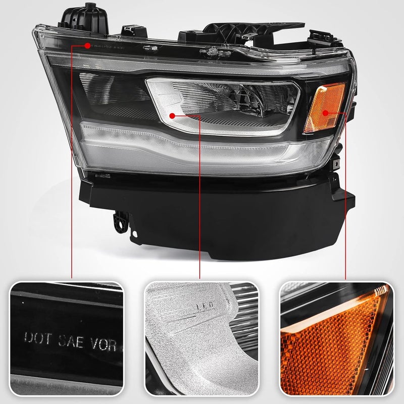 FIONE مجموعة مصابيح LED FIONE لسيارة دودج رام 1500 (2019-2022) - بديل للجانب الأيسر بإطار فضي - Image 4