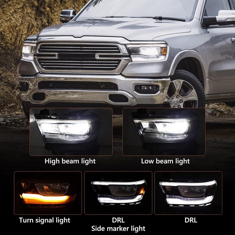 FIONE مجموعة مصابيح LED FIONE لسيارة دودج رام 1500 (2019-2022) - بديل للجانب الأيسر بإطار فضي - Image 3